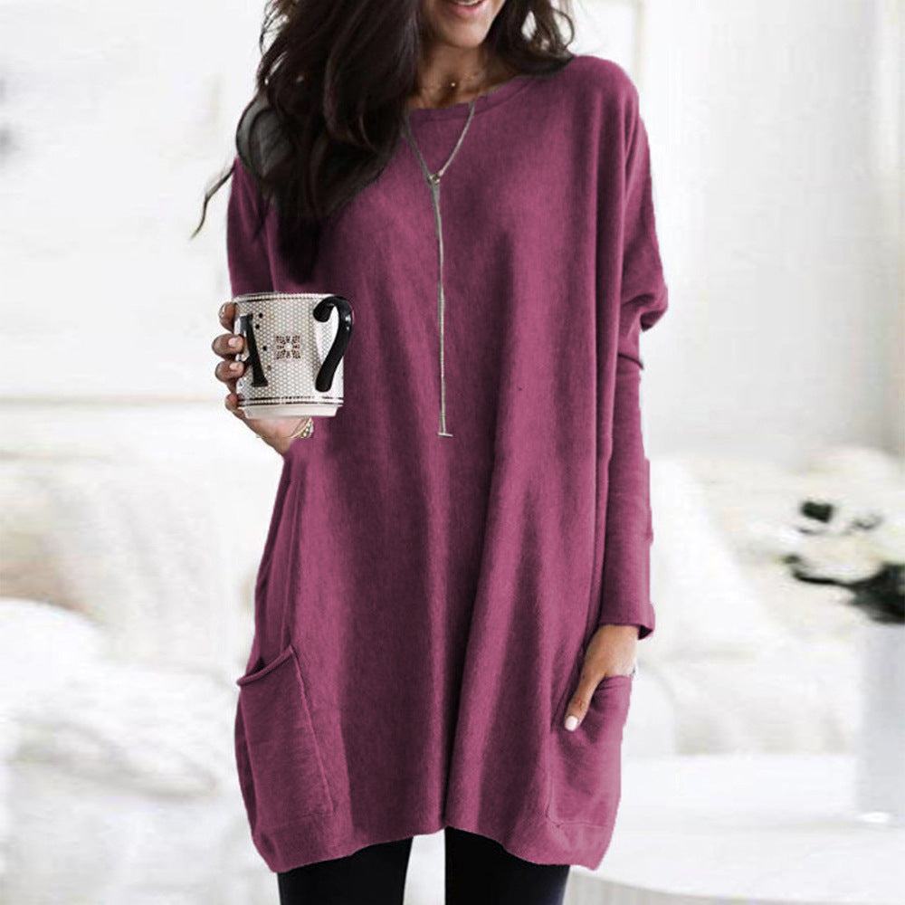 Long Sleeve Casual Pocket T-shirt Top