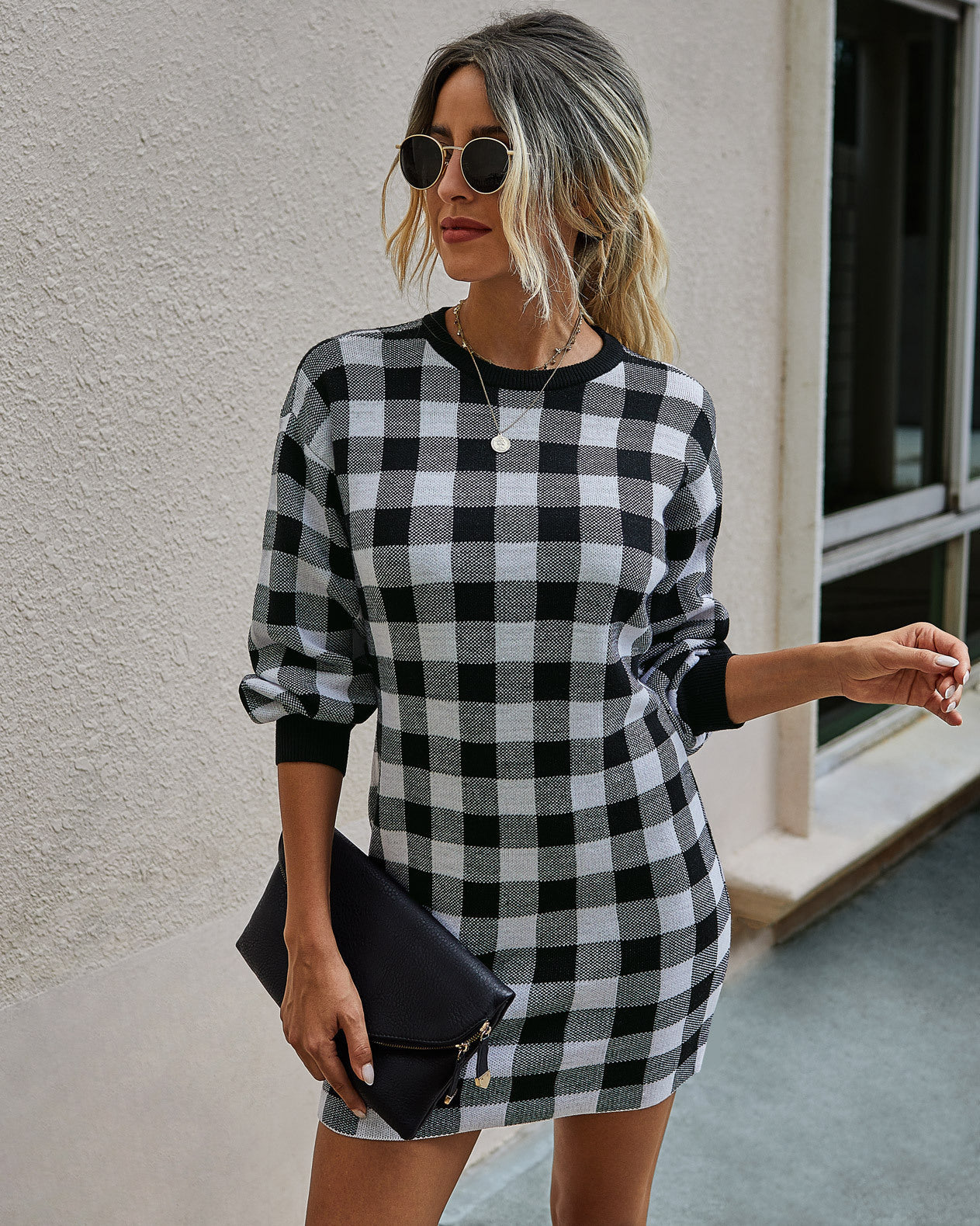 Plaid Wrap Hip Slim Slimming Women's Dress