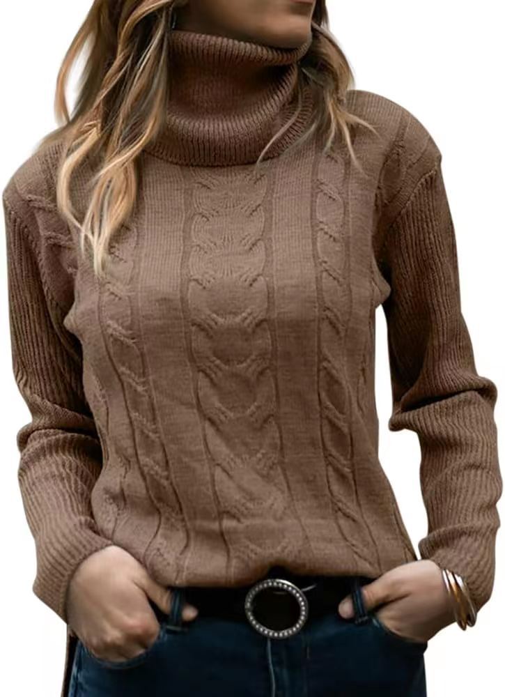 Solid Color Turtleneck Sweater Retro Long Sleeve Sweater