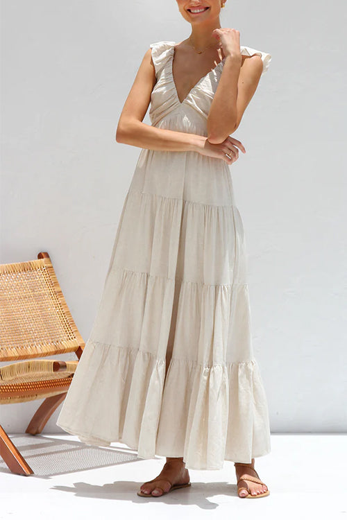 RosieRuffle Linen Maxi Dress