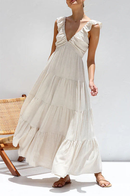 RosieRuffle Linen Maxi Dress