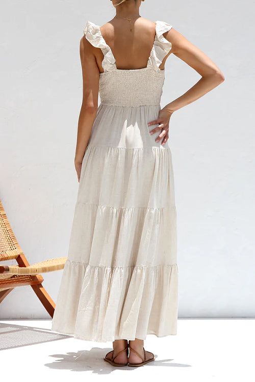 RosieRuffle Linen Maxi Dress