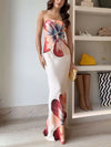 Fashionable Printed Sexy Tube Top Slim Fit Midi Dress