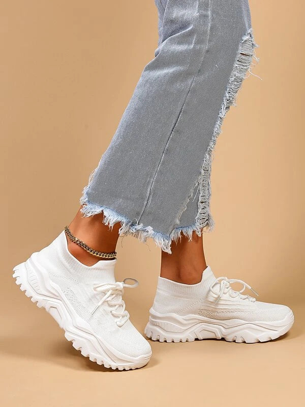 Minimalist Lace Up Front Chunky Sneakers