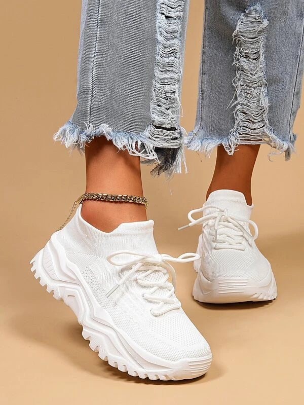 Minimalist Lace Up Front Chunky Sneakers