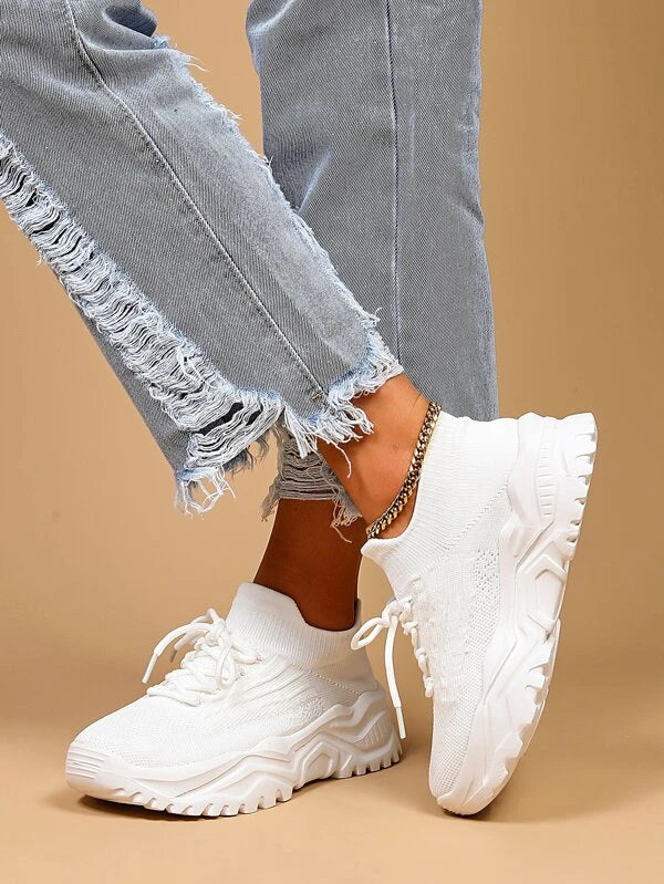 Minimalist Lace Up Front Chunky Sneakers