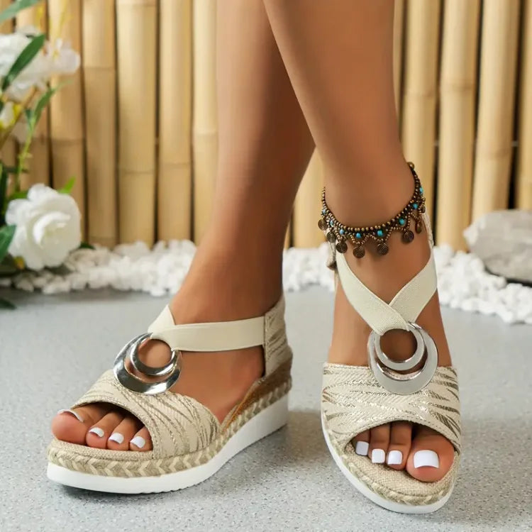 Leather Platform Wedge Orthopedic Sandals