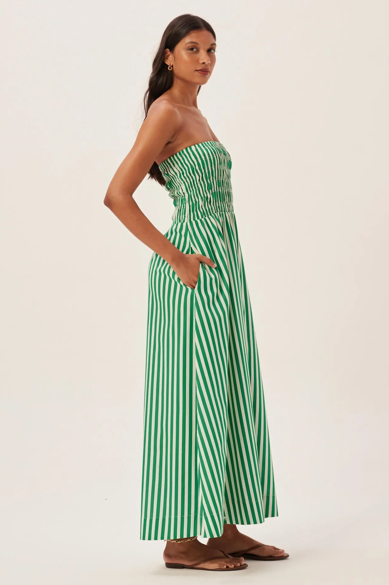 Maud Smocked Stripe Tube Maxi Dress