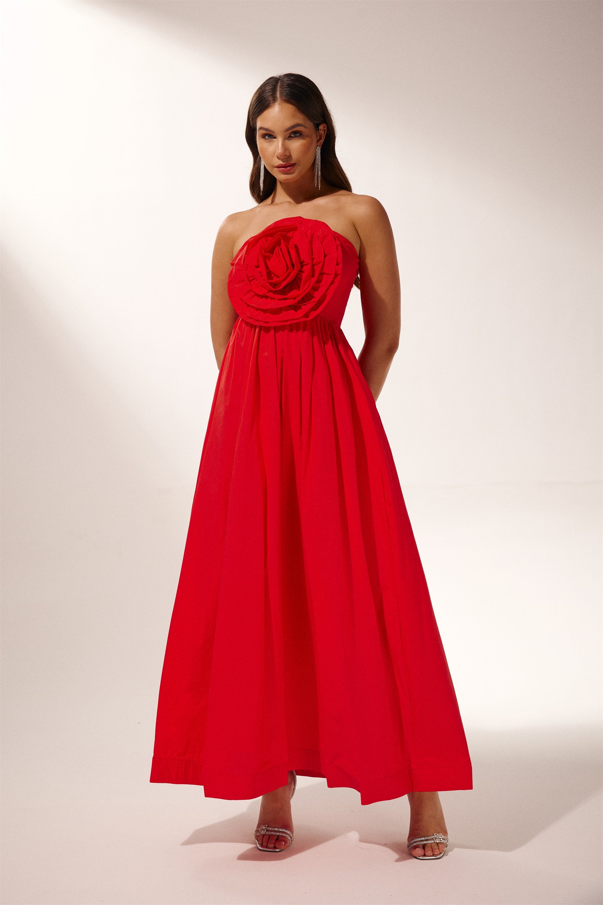 Frederica Flower Strapless Maxi Dress