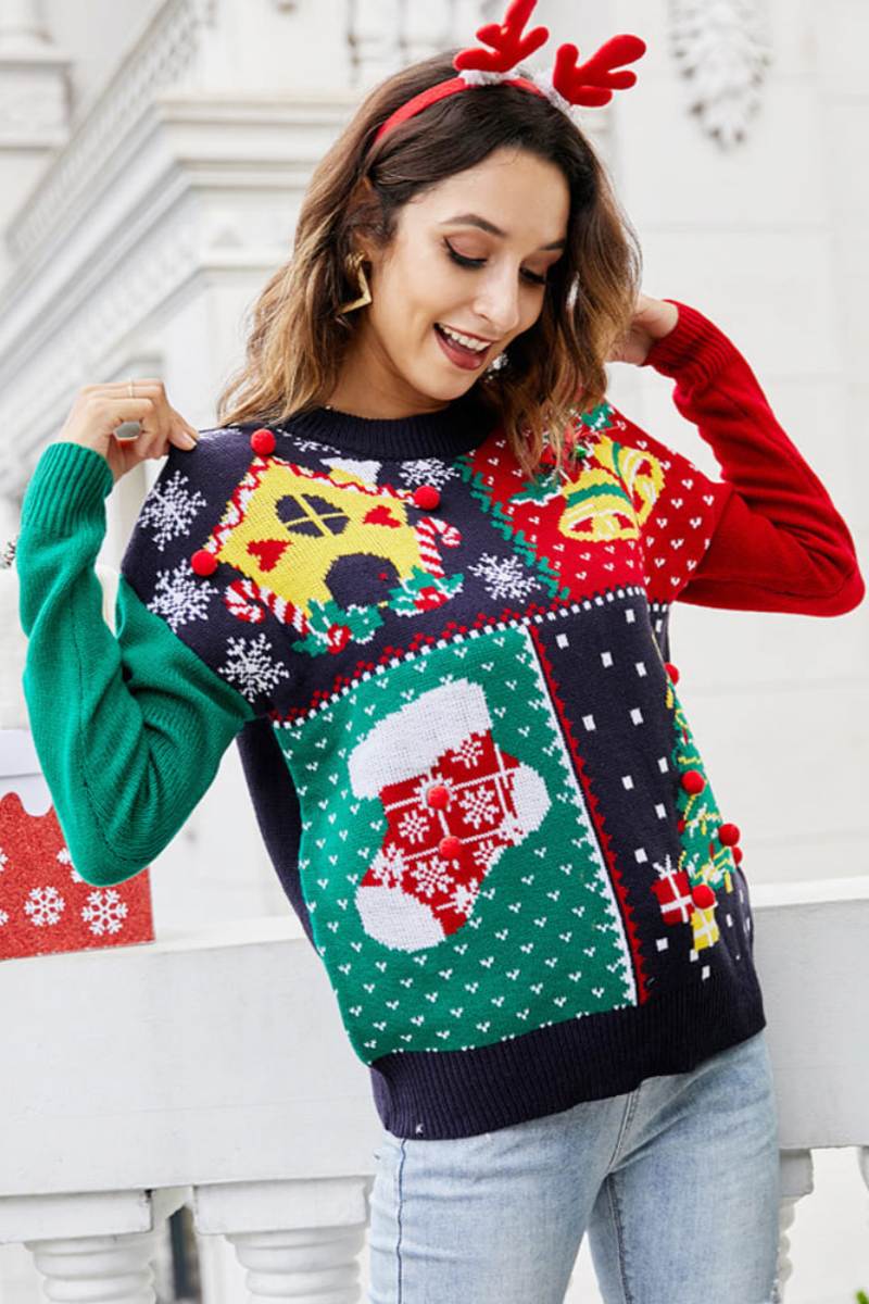 Snowflake Christmas Tree Pullover Knit Sweater