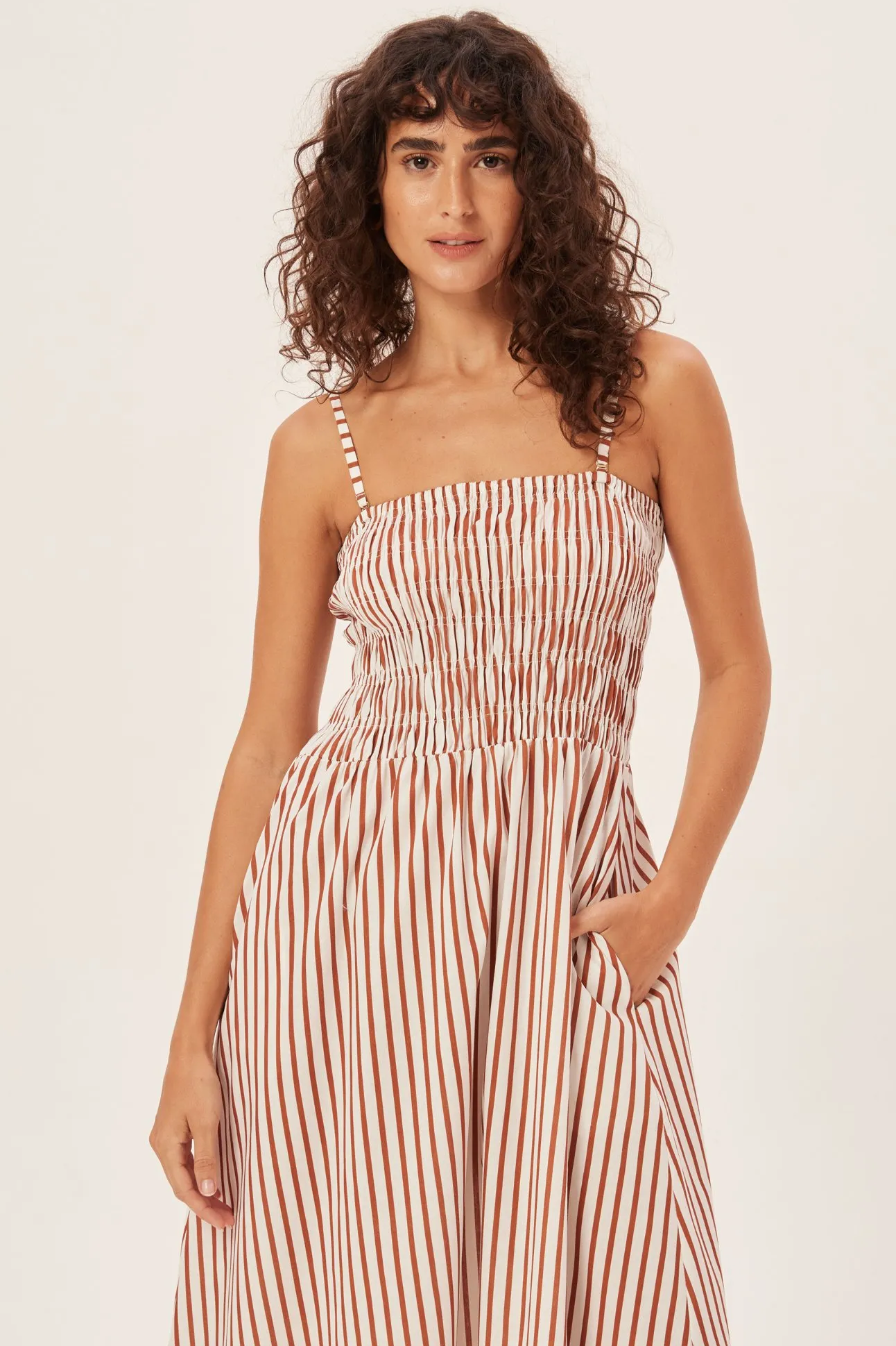 Maud Smocked Stripe Tube Maxi Dress