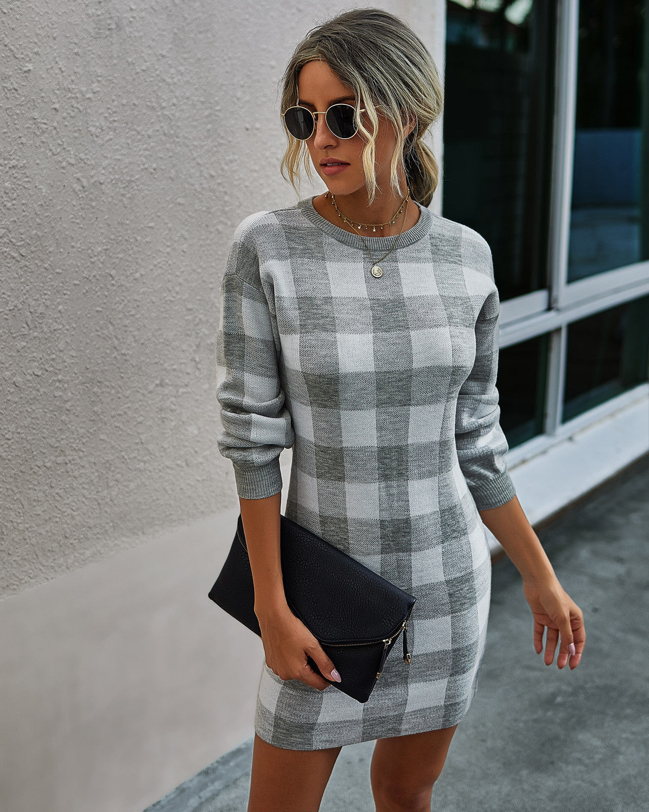 Plaid Wrap Hip Slim Slimming Women's Dress