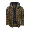 Men Long-sleeved Plaid Jacket Regular Fit Fleece Detachable Hoodies Jackets