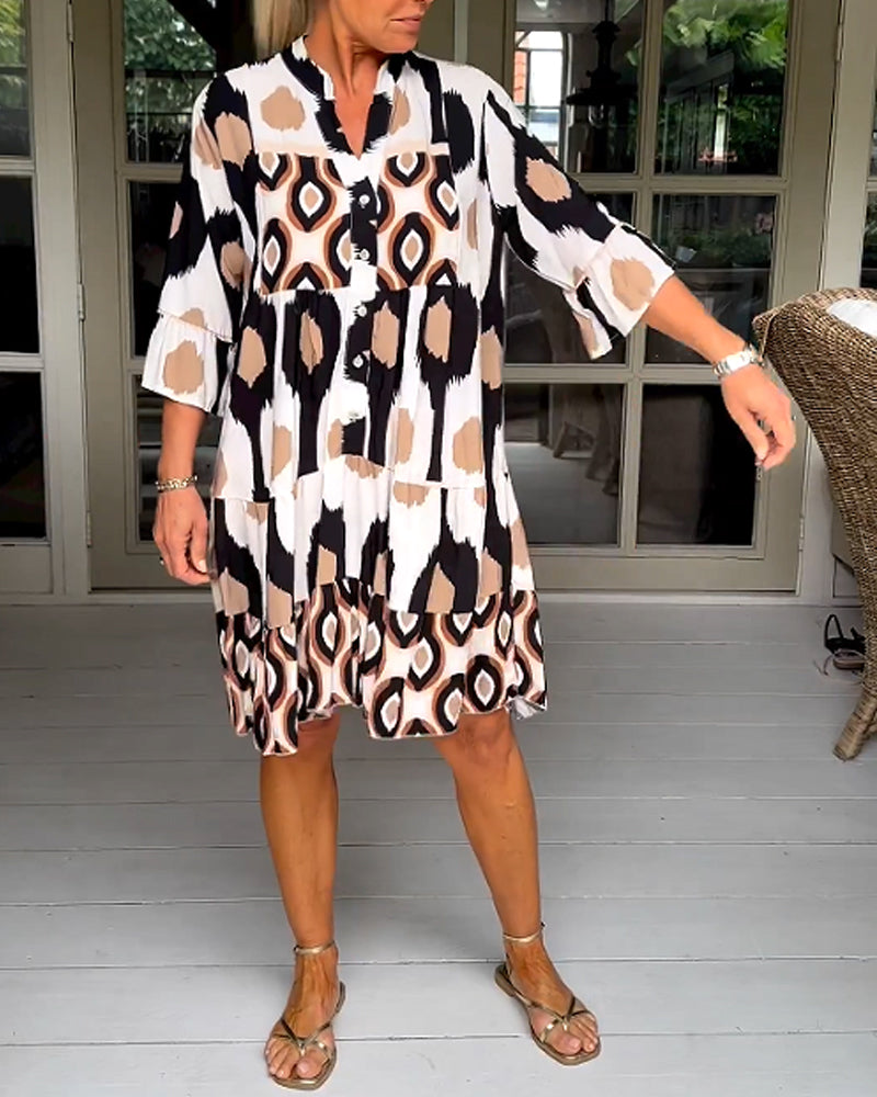 INGRID | PRINTED DRESS WITH 3/4 SLEEVES