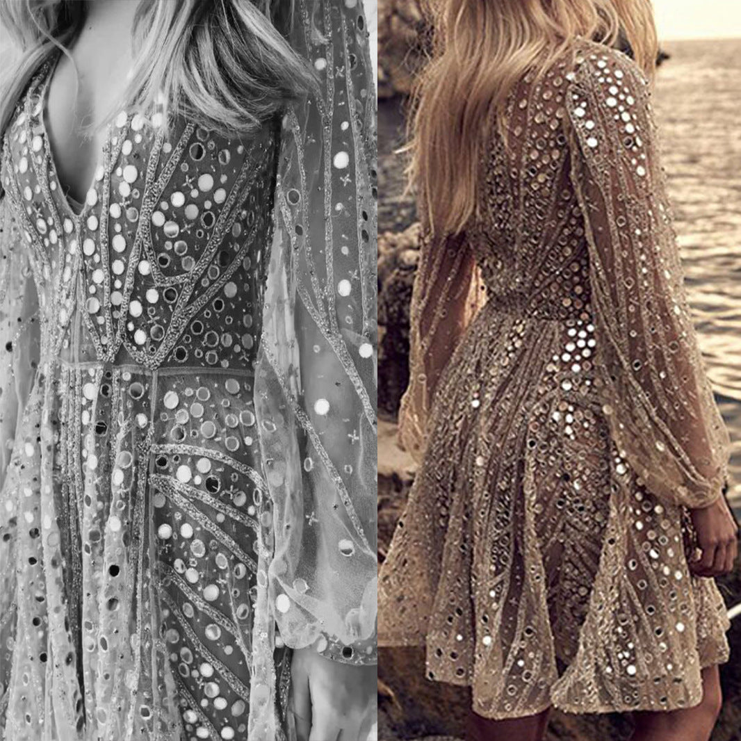 Long sleeve sequin dress