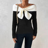 Popular Color Block Off the Shoulder Sweater