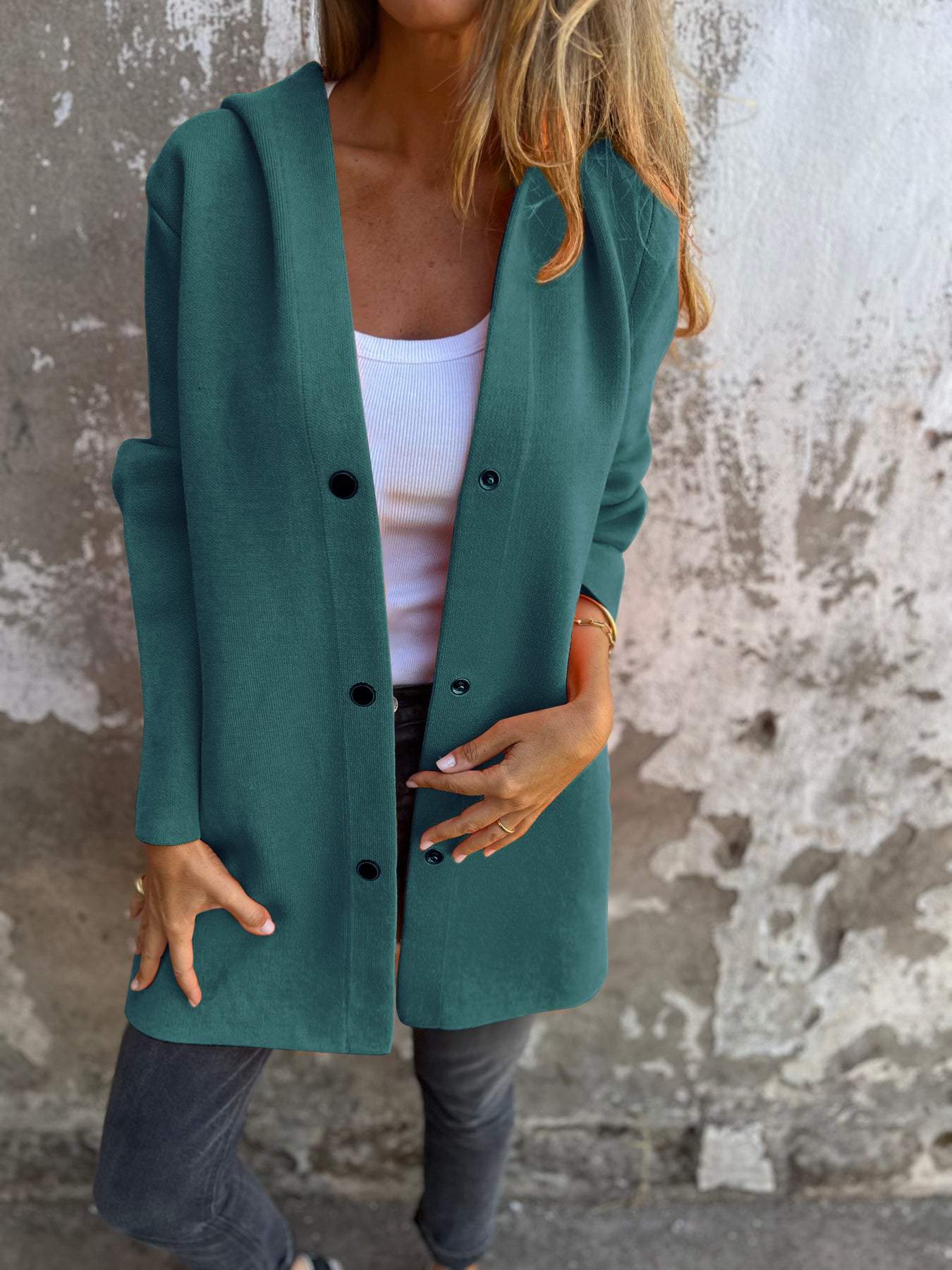 LILLIAN - CASUAL SINGLE-BREASTED BLAZER WITH HOOD