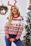 Christmas Crewneck Embroidered Knit Sweater