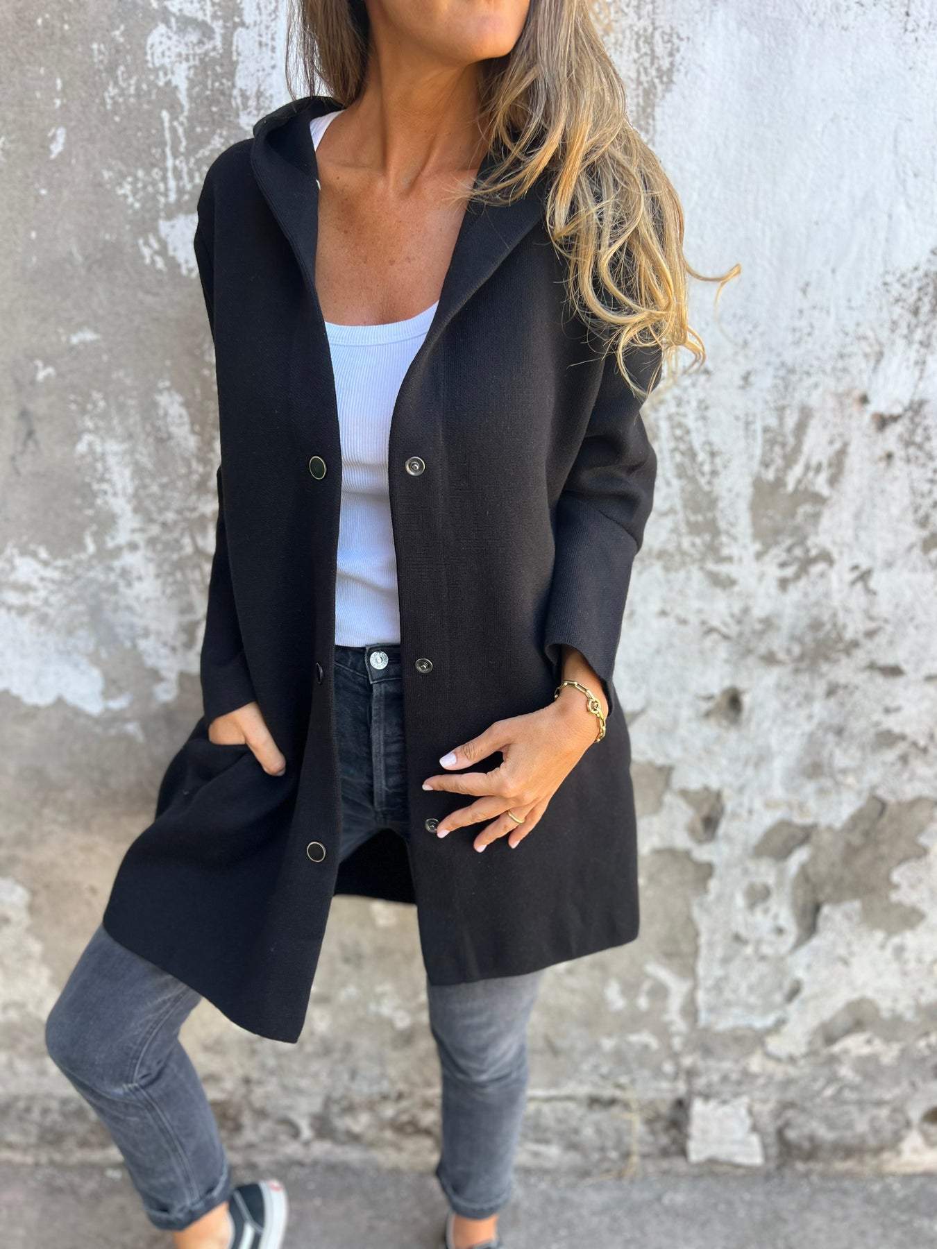 LILLIAN - CASUAL SINGLE-BREASTED BLAZER WITH HOOD