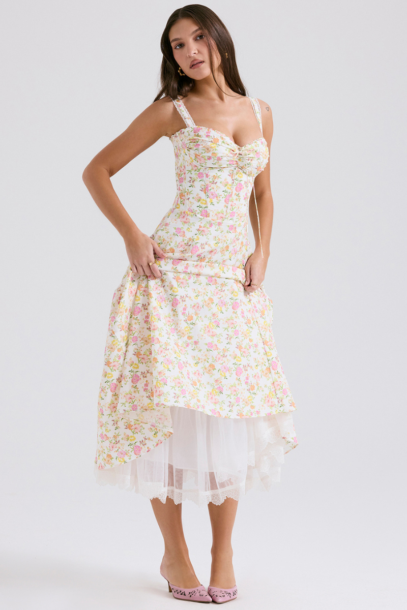 Athénaïs Floral Ruched Maxi Dress