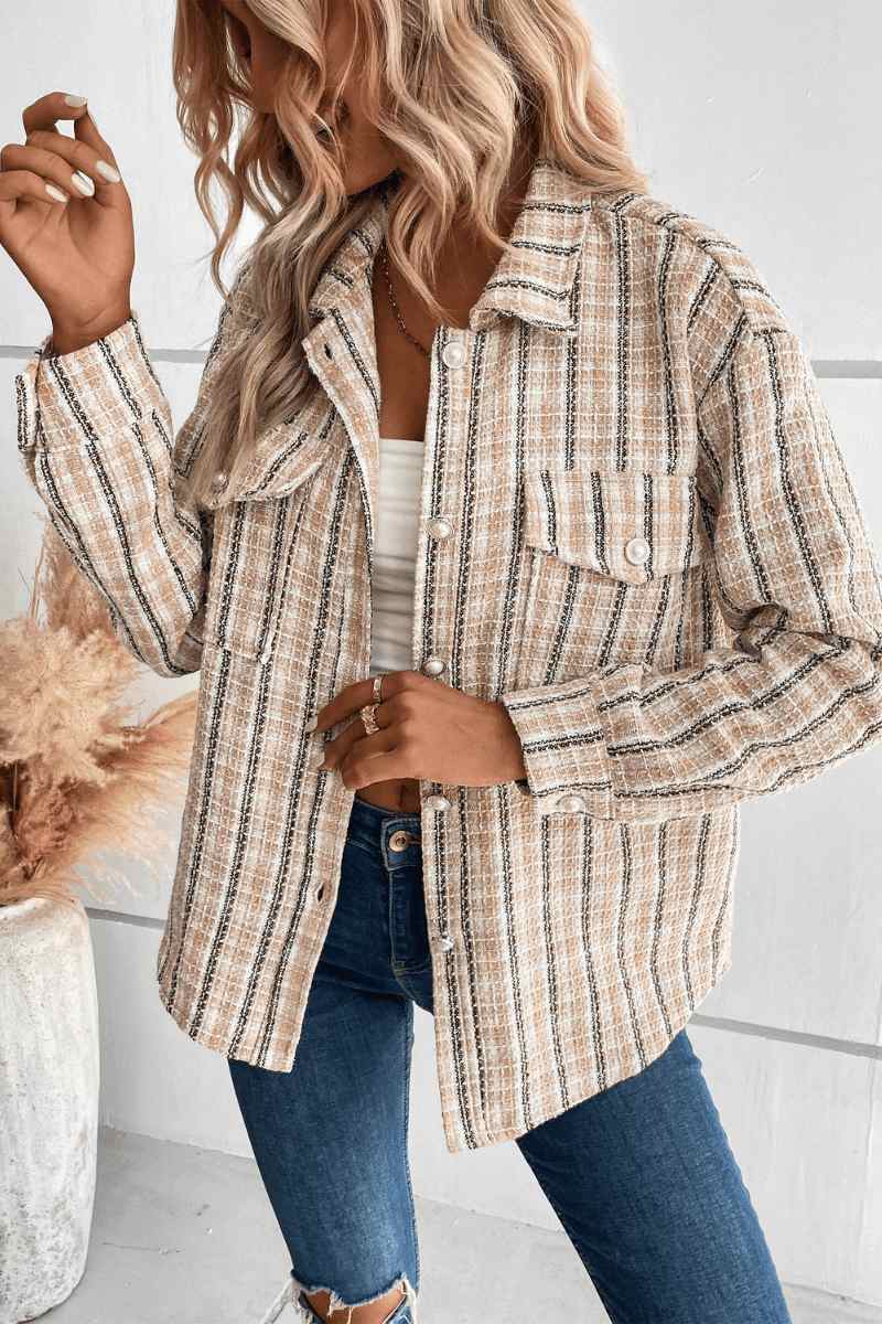 Spice Harvest Plaid Shacket - Beige