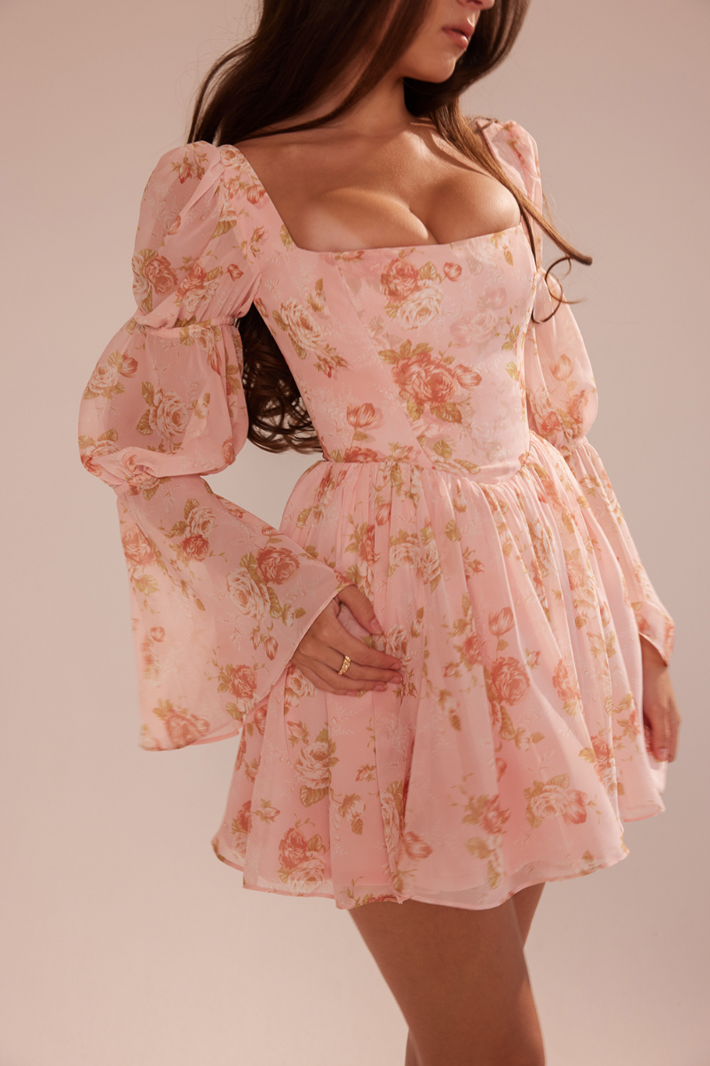 Divine Floral Square Neck Mini Dress