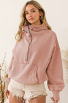 Fern Pocketed Hoodie Lightweight Jacket - Crepe