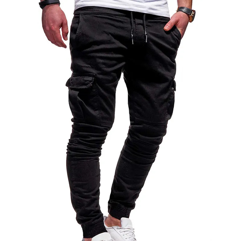 Men's Oversize Pants New Casual Solid Cargo Pants Men Trousers Drawstring Elastic Waist Joggers Men Sweatpants