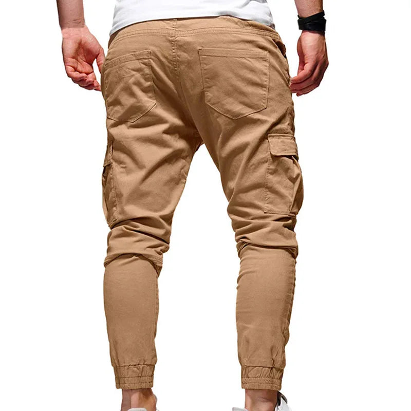 Men's Oversize Pants New Casual Solid Cargo Pants Men Trousers Drawstring Elastic Waist Joggers Men Sweatpants