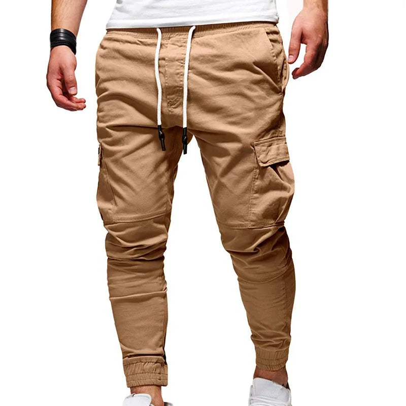 Men's Oversize Pants New Casual Solid Cargo Pants Men Trousers Drawstring Elastic Waist Joggers Men Sweatpants