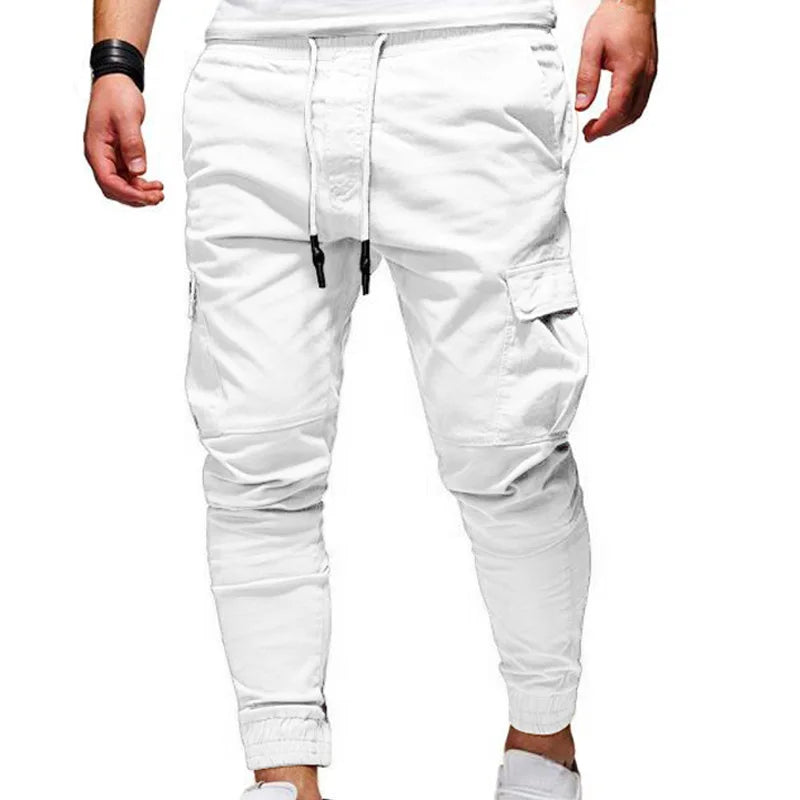 Men's Oversize Pants New Casual Solid Cargo Pants Men Trousers Drawstring Elastic Waist Joggers Men Sweatpants