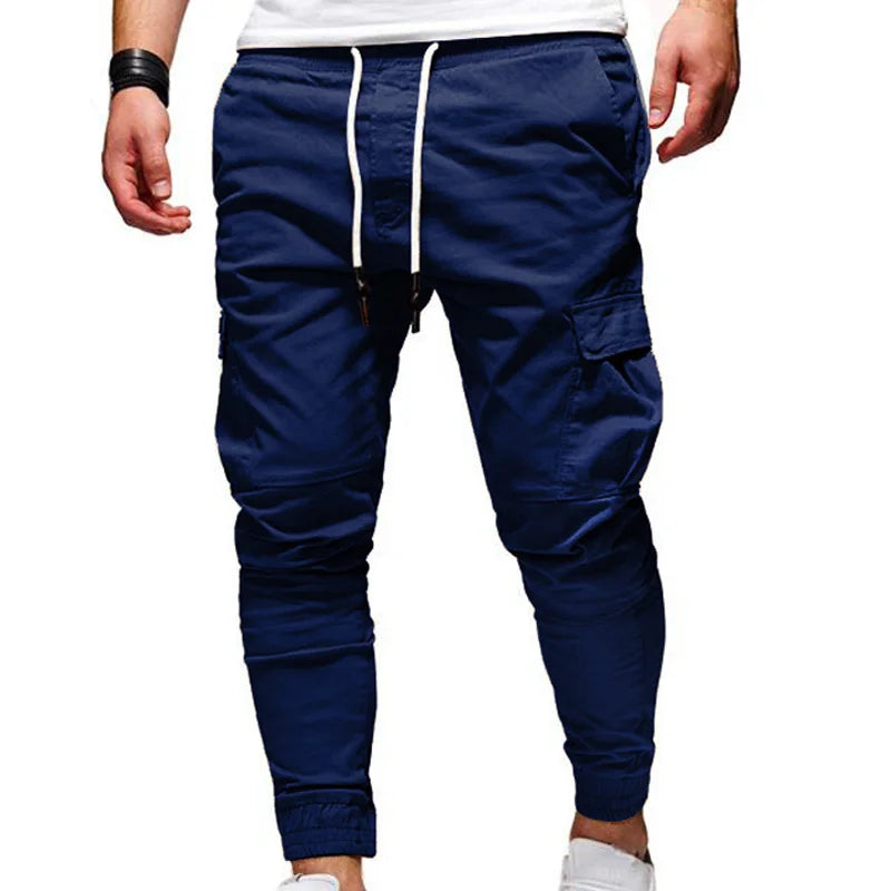 Men's Oversize Pants New Casual Solid Cargo Pants Men Trousers Drawstring Elastic Waist Joggers Men Sweatpants