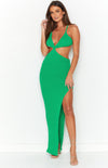 Hallie Teal Luxe Cut-Out Midi Dress