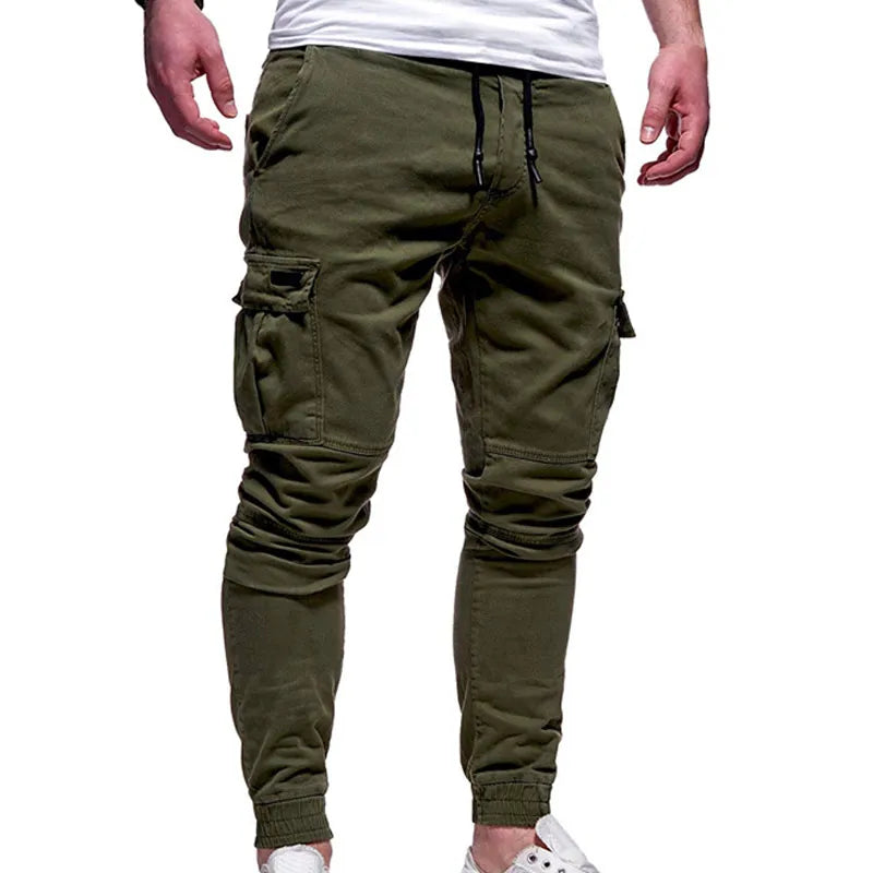 Men's Oversize Pants New Casual Solid Cargo Pants Men Trousers Drawstring Elastic Waist Joggers Men Sweatpants