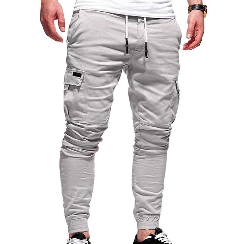 Men's Oversize Pants New Casual Solid Cargo Pants Men Trousers Drawstring Elastic Waist Joggers Men Sweatpants