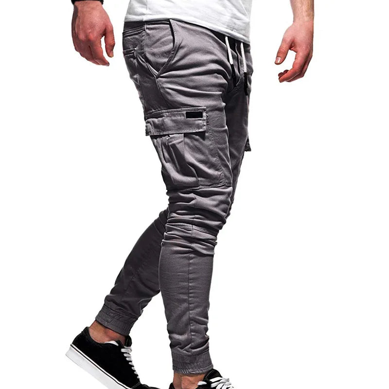 Men's Oversize Pants New Casual Solid Cargo Pants Men Trousers Drawstring Elastic Waist Joggers Men Sweatpants