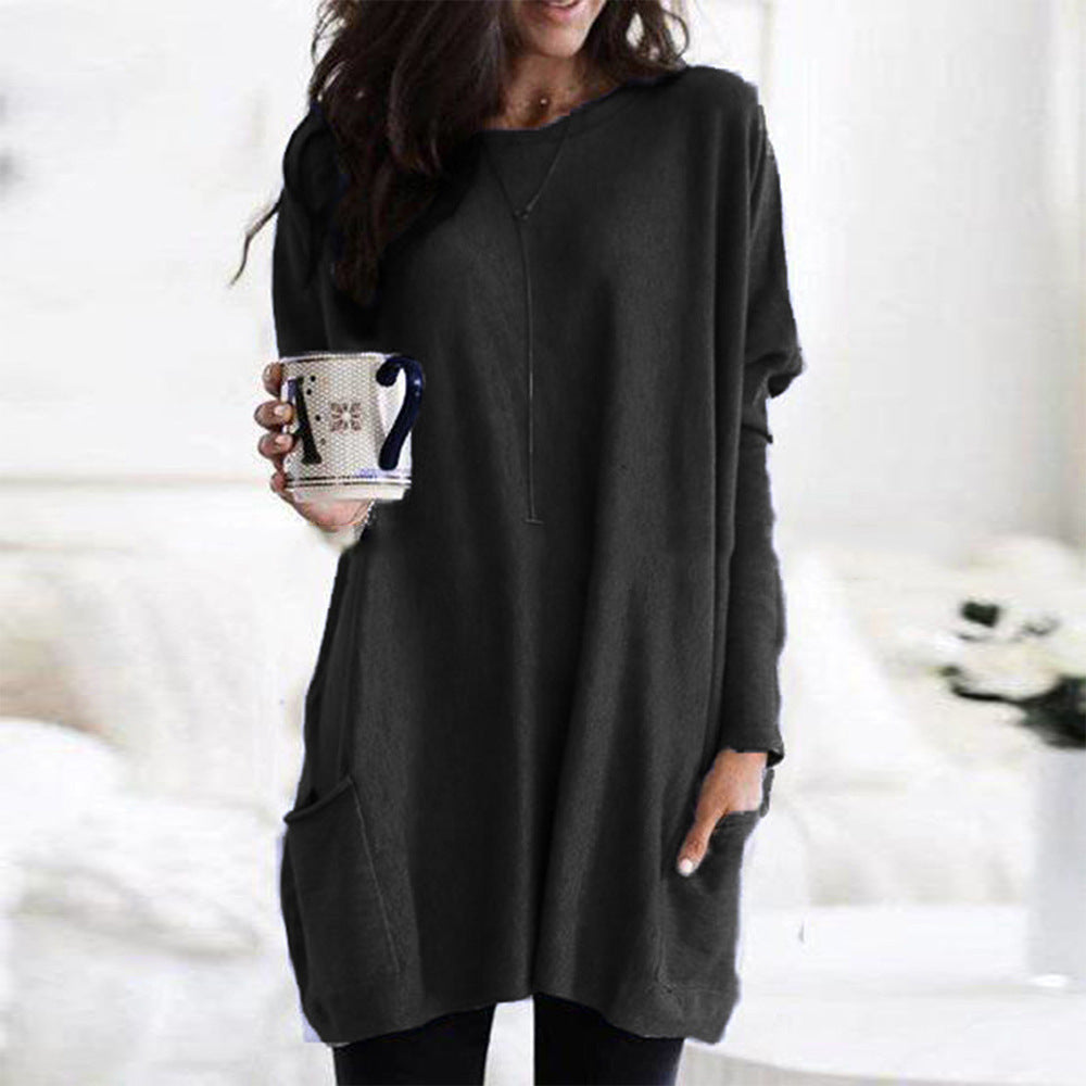 Long Sleeve Casual Pocket T-shirt Top