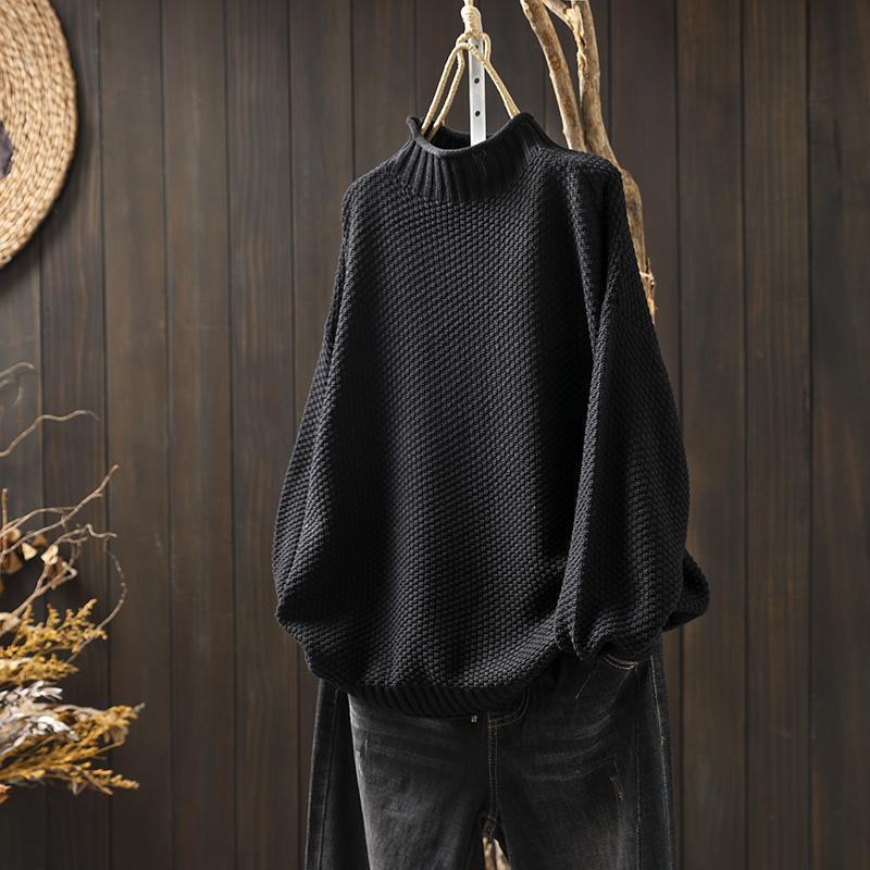 Mock Neck Sweater Women Loose Plus Size