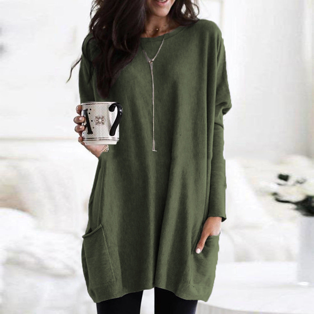 Long Sleeve Casual Pocket T-shirt Top