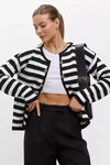 Striped Dropped Shoulder Long Sleeve Cardigan