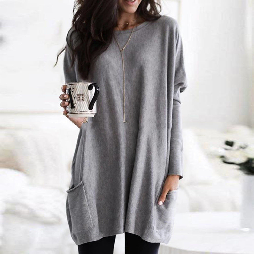 Long Sleeve Casual Pocket T-shirt Top