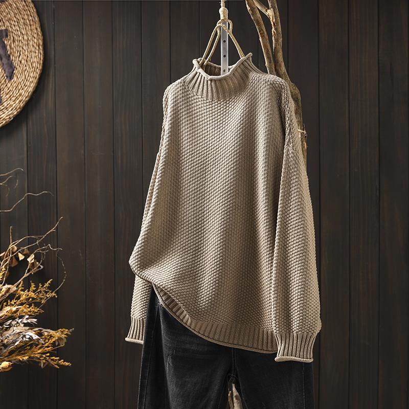 Mock Neck Sweater Women Loose Plus Size