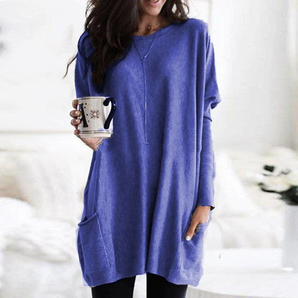 Long Sleeve Casual Pocket T-shirt Top