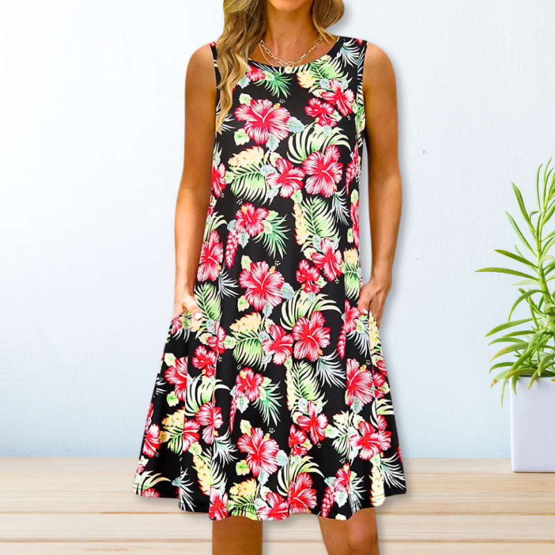 ELLEN | SLEEVELESS FLORAL DRESS