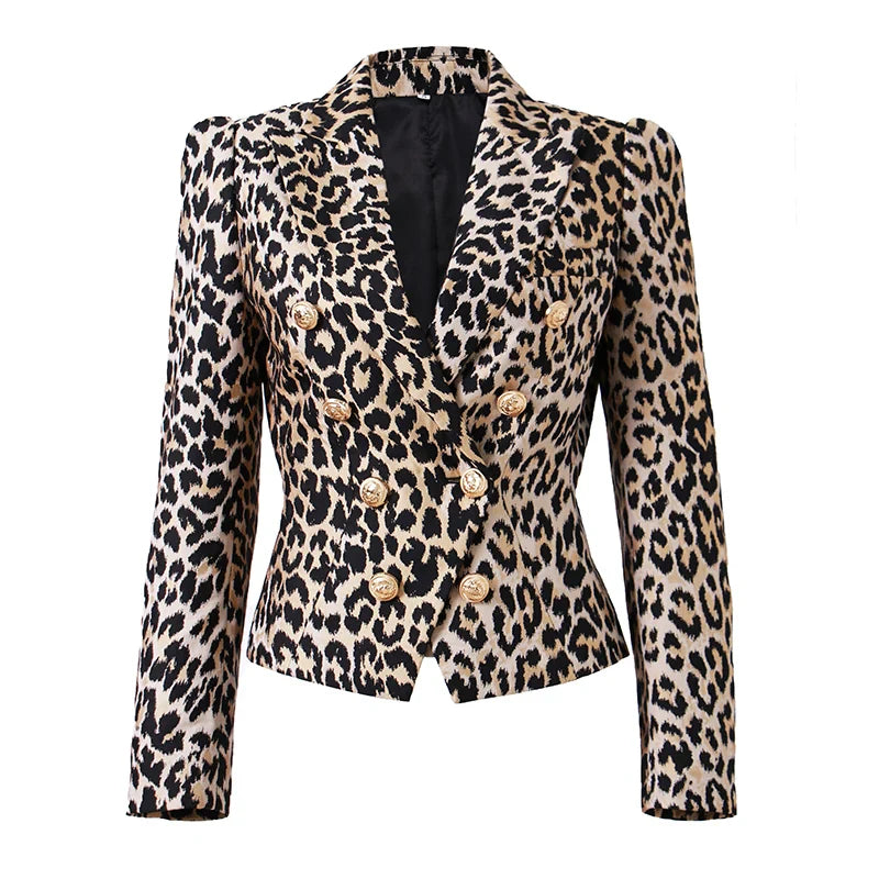 Spring Autumn Customized Fabric Best Quality Bargain Price Women Classic Leopaard Priting Slim Street Blazers Female Jackets