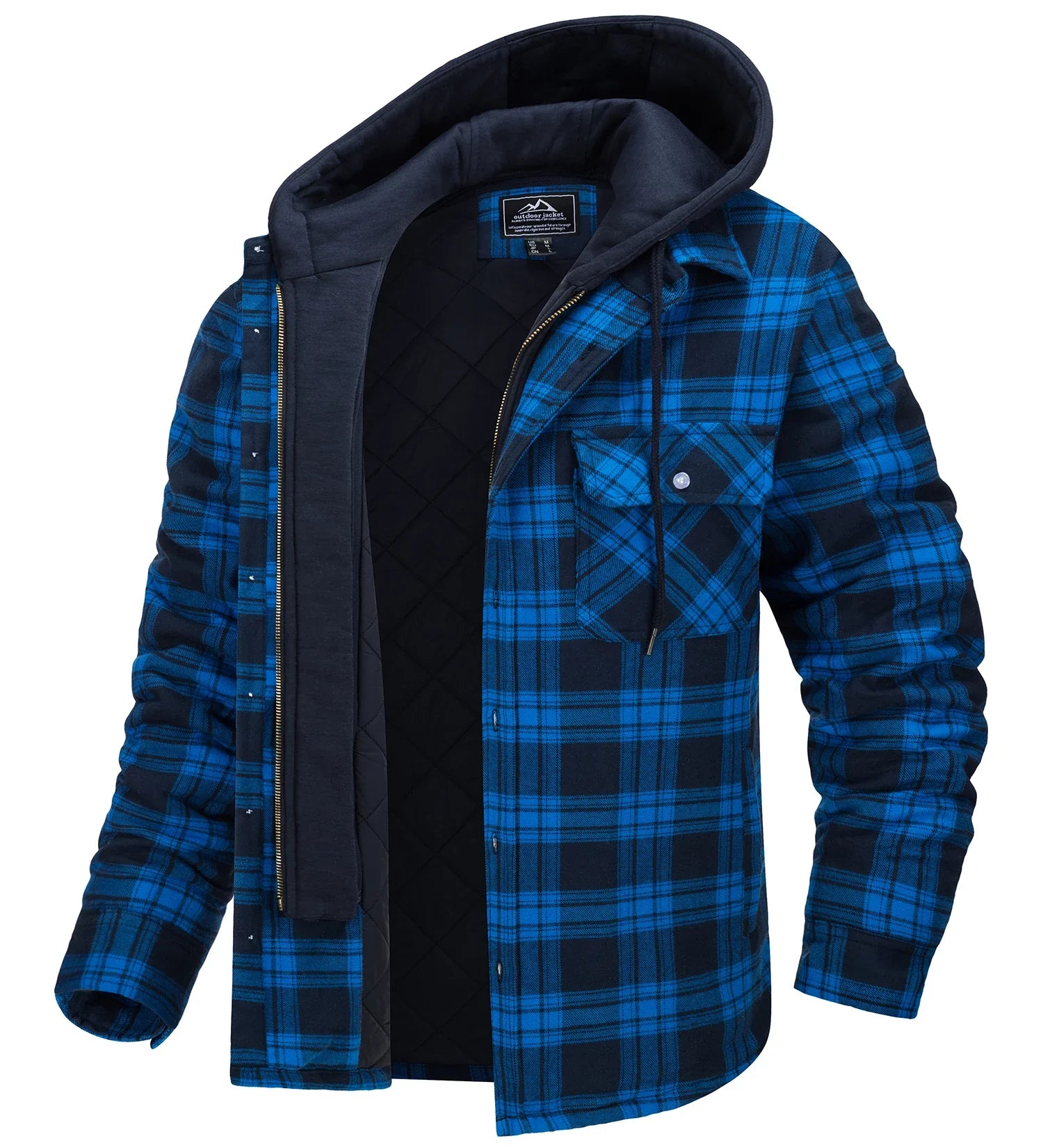 MGS Men's Flannel Shirt Jacket with Removable Hood