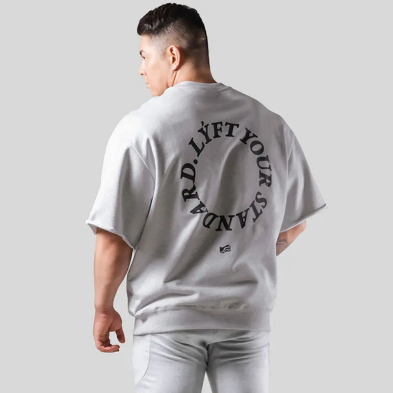 Men's Cotton T-shirt Summer Gym Fitness Workout Loose Oversize Short Sleeve Male Quality Bodybuilding Clothing Casual Tees Tops