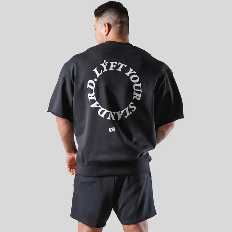 Men's Cotton T-shirt Summer Gym Fitness Workout Loose Oversize Short Sleeve Male Quality Bodybuilding Clothing Casual Tees Tops