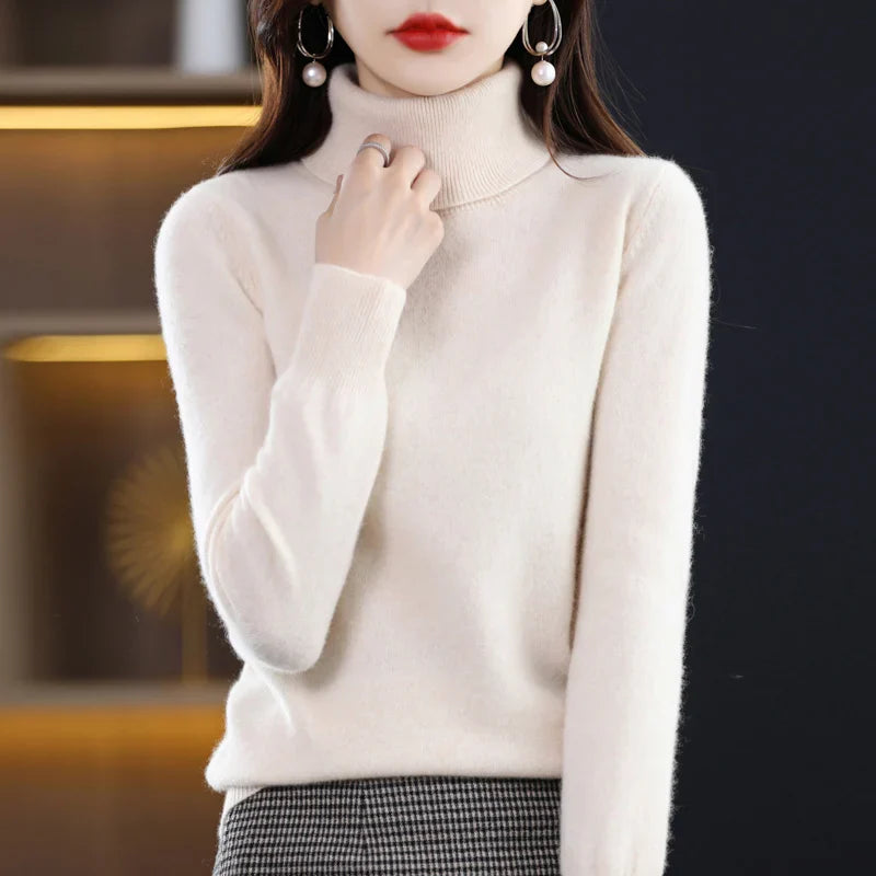 High-Collared Cashmere Sweater Wool Knit Women's Turtle Neck Pullover High-Quality Sweater Women's Winter Warm Jumper S-XXL