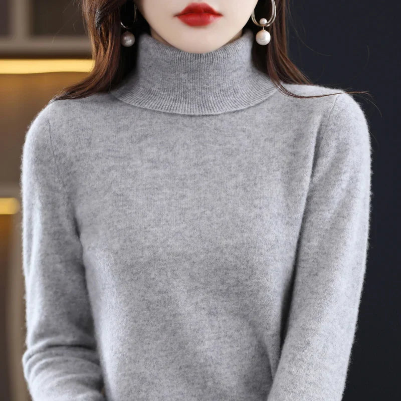 High-Collared Cashmere Sweater Wool Knit Women's Turtle Neck Pullover High-Quality Sweater Women's Winter Warm Jumper S-XXL